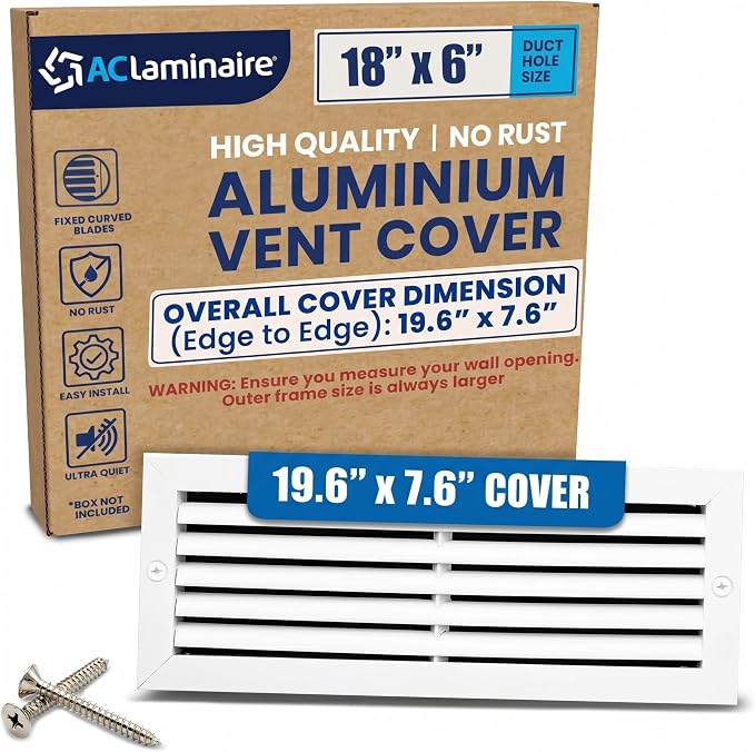18x6 Aluminum Wall Ceiling Air Return Vent Cover HVAC Rustproof Grille by ACLAMINAIRE