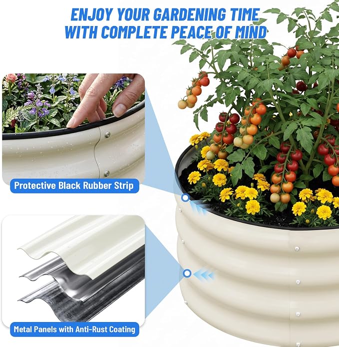 2x2x1ft Round Galvanized Raised Garden Bed Kit Outdoor, Metal Planter Box - Image 3