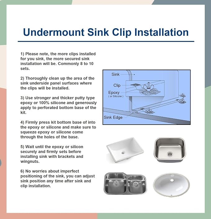 Sink Clips, Undermount Sink Brackets, Bathroom Kitchen Ceramic Stainless Steel - Image 7