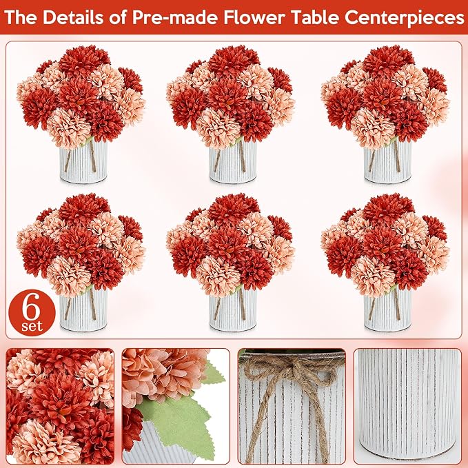 6 Set Pre-Made Flower Table Centerpieces - Image 7