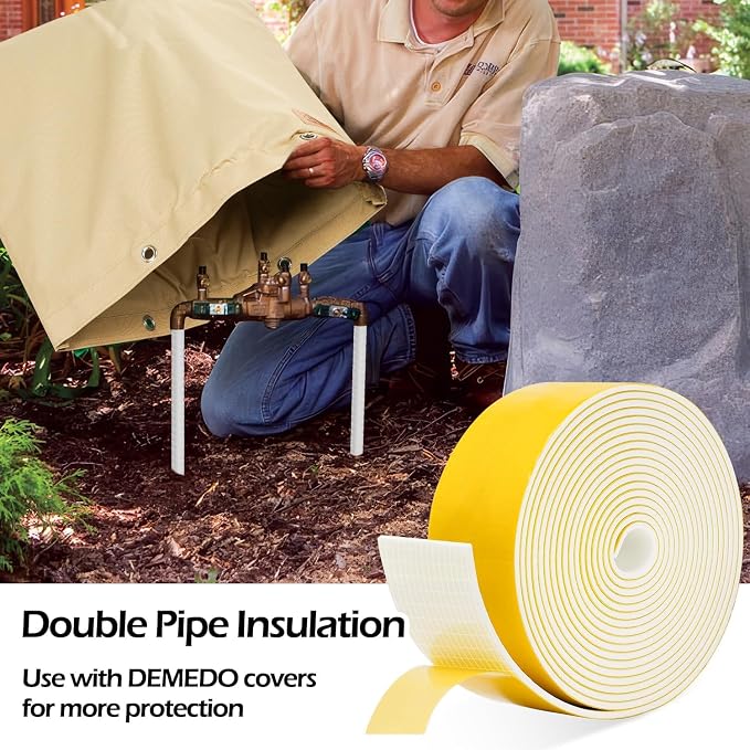 DEMEDO Pipe Insulation Tape, Pipe Wrap Insulation Foam Tape Self Adhesive - Image 5