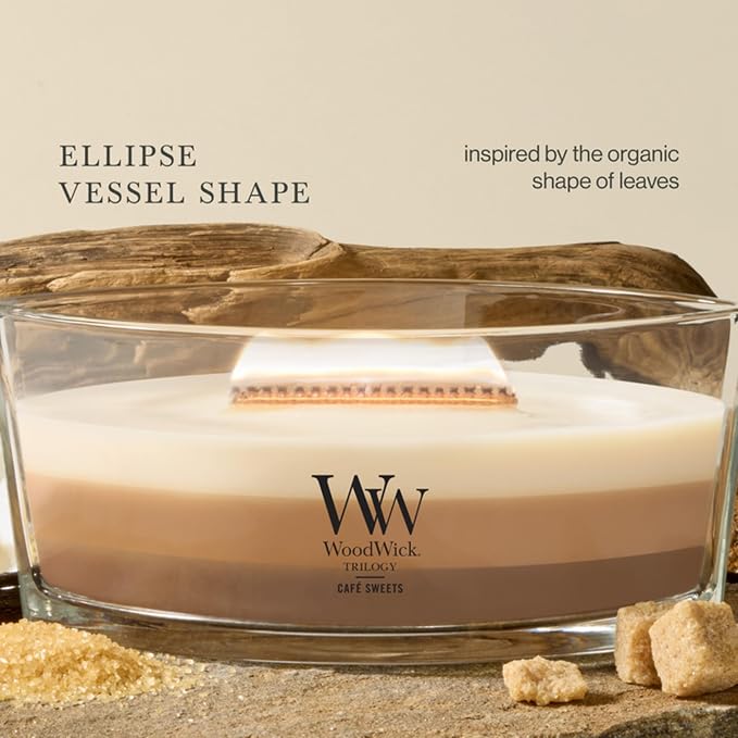 WoodWick Ellipse Scented Trilogy Candle | Café Sweets | - Image 6
