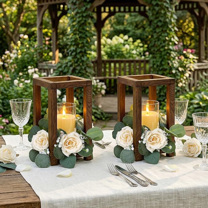 18 Pcs Wooden Lantern Centerpiece | Wedding Lantern Candle Holder - Image 6