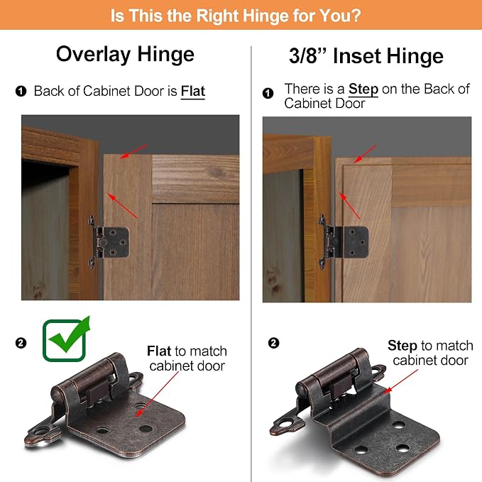 Oil Rubbed Bronze Cabinet Hinges, 1/2” Overlay, 4 Pack | - Image 4