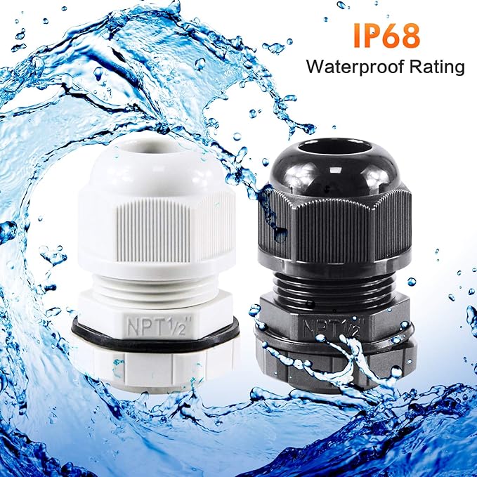 XHF IP68 Nylon Waterproof NPT Cable Glands Kit 38pcs 1/4", 3/4'' UL Listed and - Image 6