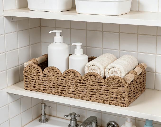 CubesLand Toilet Paper Storage Basket Organizer, Small Wicker Decor Basket | - Image 8