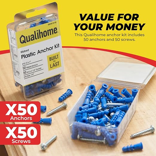Qualihome Drywall Anchors and Screws Kit – 50 Anchors & 50 Screws - Image 7