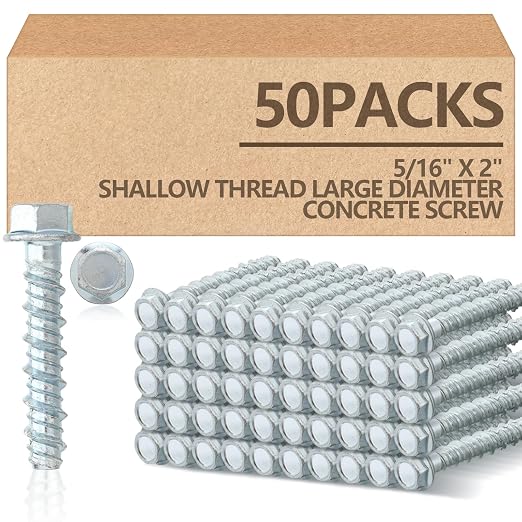 Tandefio 50 Pack 5/16 x 2 Concrete Anchors and Screw Kits Galvanized | Large by Tandefio