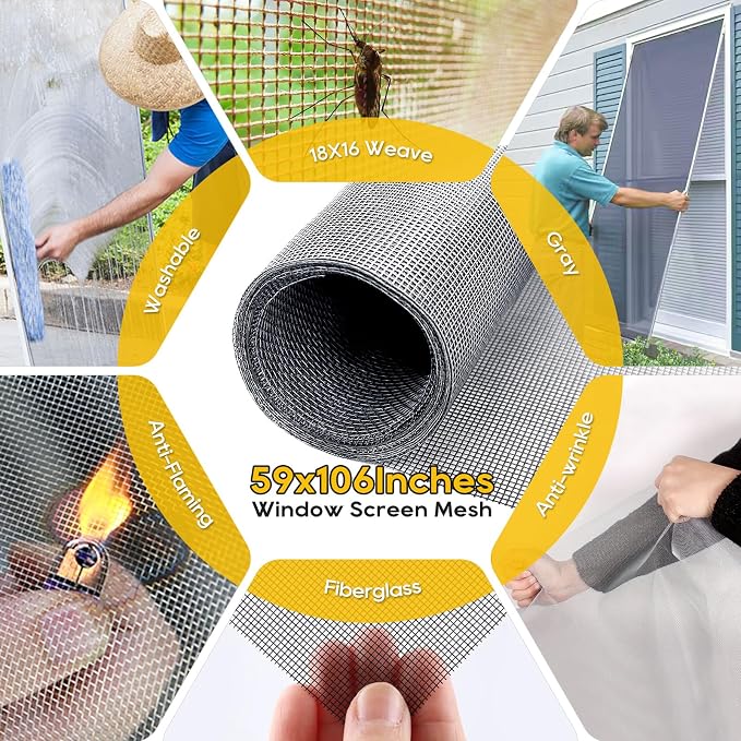 King&Charles Window Screen Replacement, 6in1 Window Screen Door Repair Kit | - Image 3
