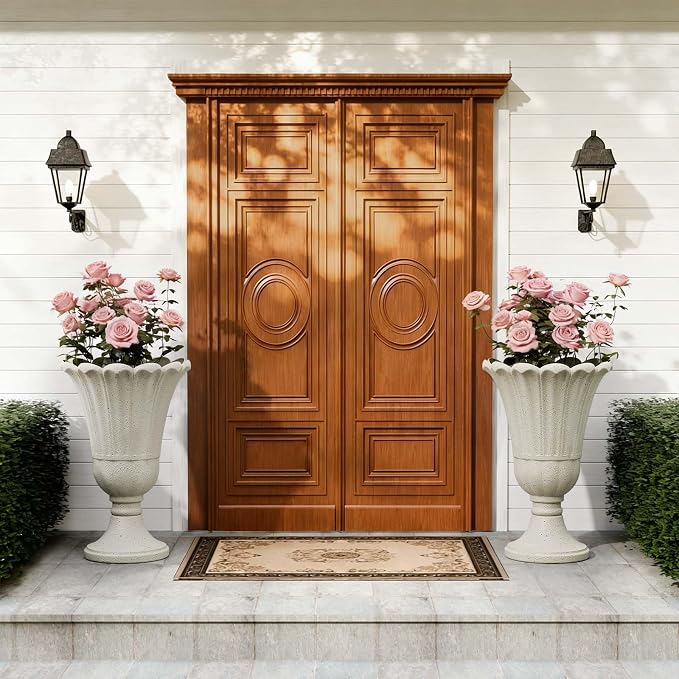 Tall Plastic Urn Planters and Pedestal - Image 8