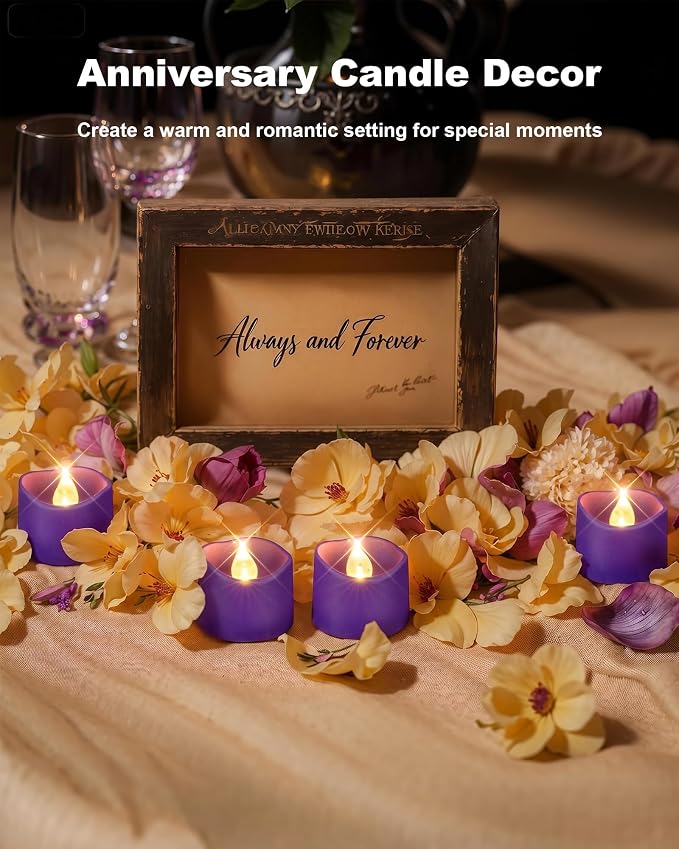Homemory 50-Pack Purple Flameless Battery Tea Light Candles, 200+ Hours | - Image 5