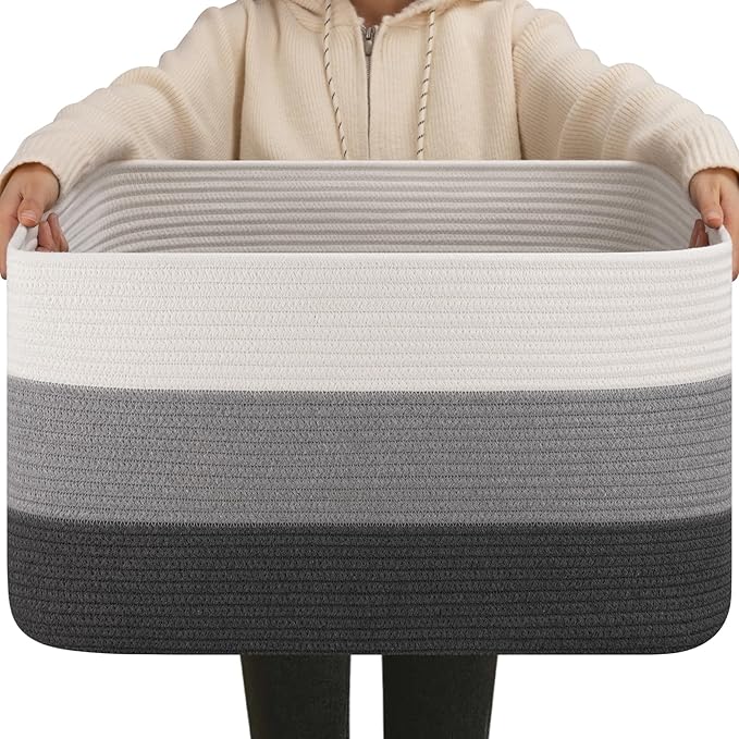 OIAHOMY Blanket Basket Laundry Basket Dog Toy Basket 75L Dark Grey | Large by MasterofSpaceOptimization