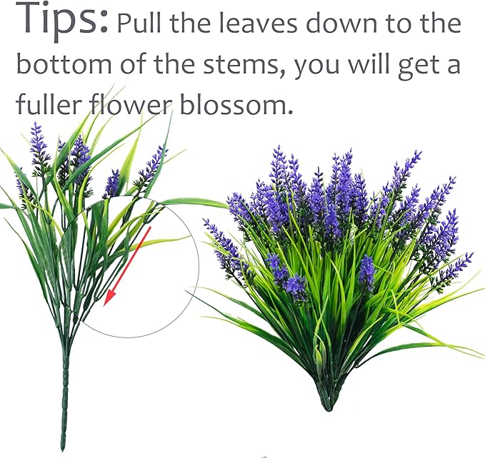 Rowfad 44 Pcs Artificial Outdoor Flowers Lavender Fake Greenery Plants UV - Image 3
