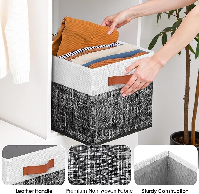 Collapsible Storage Baskets for Shelves, 6 Pack Foldable Fabric Storage Bins - Image 4