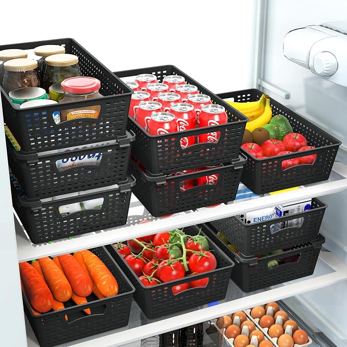 Simple Houseware Stackable Plastic Woven Basket Organizer, 6 Pack - Image 4