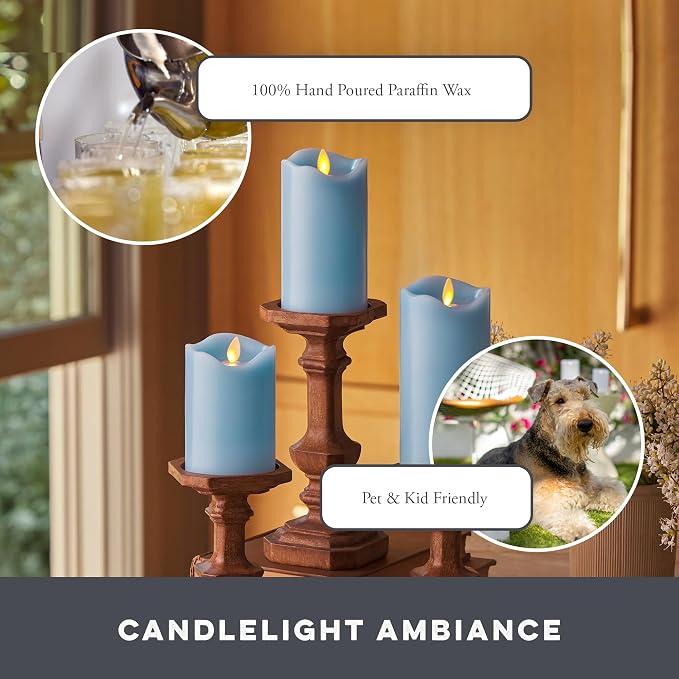 Co. Set of 3 Flameless LED Flickering Battery Candle Moving Flame Pillar - Image 5