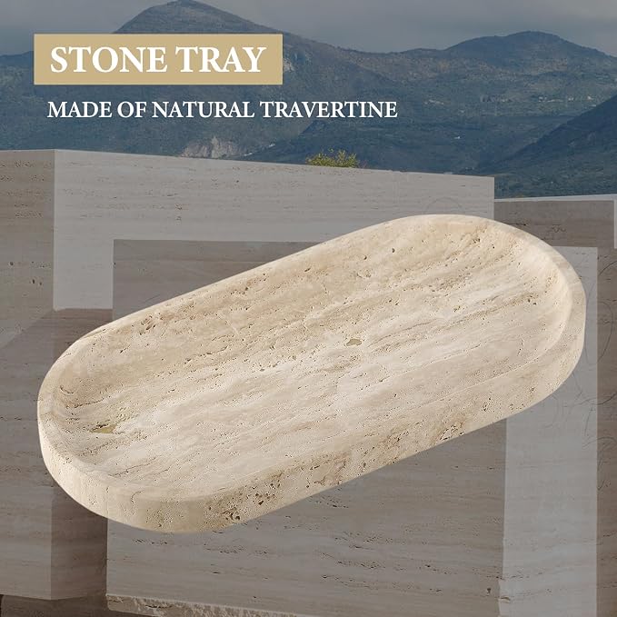 Natural Marble Tray for Bathroom Counter, Vanity Tray Stone Trays for Home - Image 3