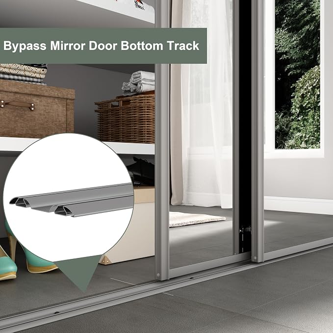 DIYHD 48" Bypass Mirror Closet Door Bottom Track Replacement, 2 Pack | 2-11/16" - Image 2
