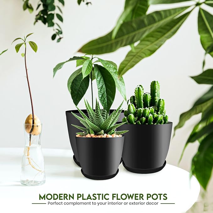 Plant Pots Indoor with Drainage, 5 Pack Multi-Size Planters Set - Image 4