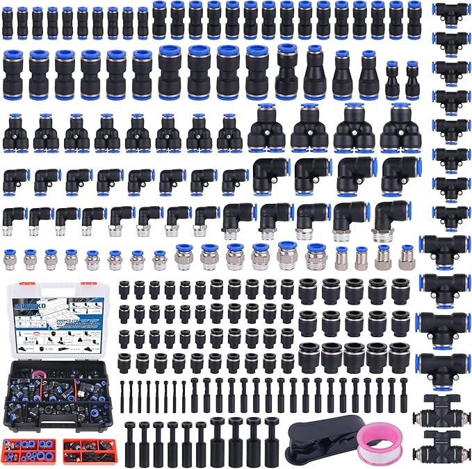 200 PCS Pneumatic Quick Connect Air Hose Fitting Kit | 1/8" 1/4" 3/8" 1/2" NPT by Ailbiuko