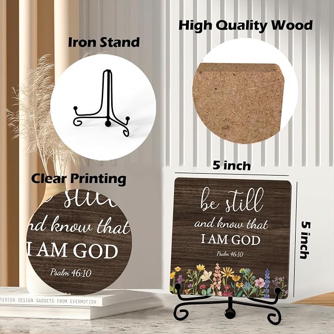 Inspirational Christian Desk Decor, Be Still And Know That I Am God Rutsic Sign - Image 2