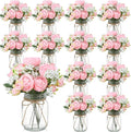 12 Sets Mason Jar Flowers Centerpiece Table Decorations, Light Pink | Faux by Zeyune