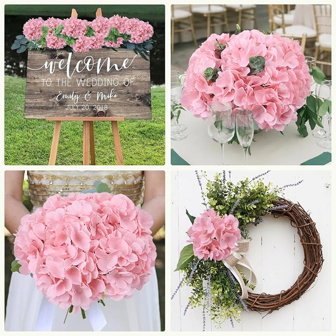 AVIVIHO 65pcs Fake Flowers Pink Hydrangea Artificial Flowers Bulk Silk Flowers - Image 3