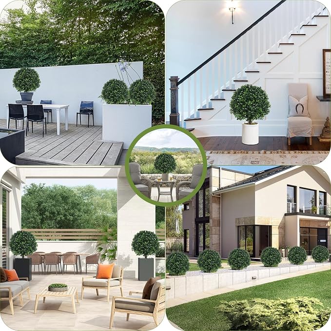 Chillchard 2 Pack UV Resistant Artificial Boxwood Plants Outdoor Topiary | - Image 5
