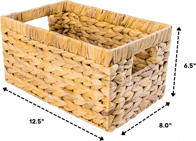 M4DECOR Water Hyacinth Storage Baskets, Wicker Storage Basket - Image 2