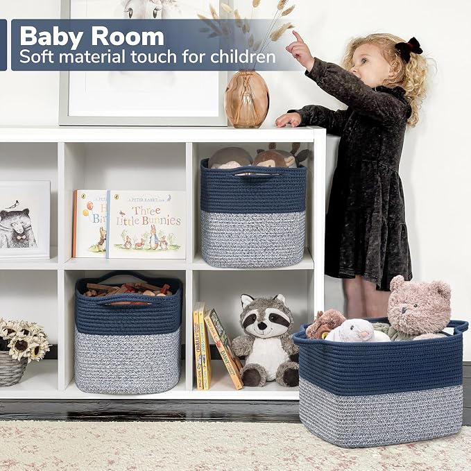 Goodpick Woven Storage Basket for Shelves, Cotton Rope Baskets for Books - Image 3