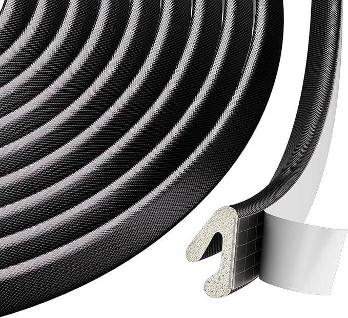 V Shape Door Weather Stripping for Small Gaps, Foam Seal Tape 19.7FT | Black by Conwang