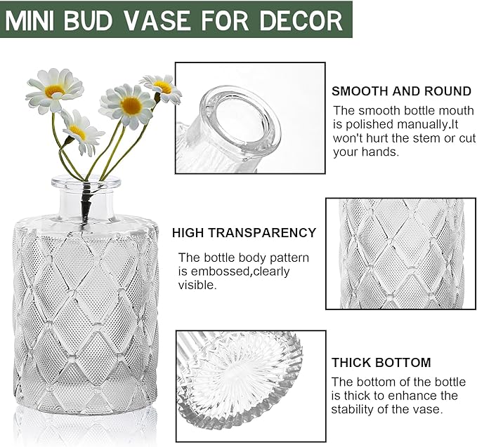 Arme Glass Bud vases in Bulk，Small Glass Flower Vase - Image 4