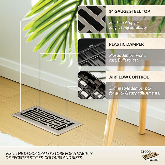 Decor Grates Metal Oriental Decorative Air Vent Cover 4x12 Floor Register – - Image 2
