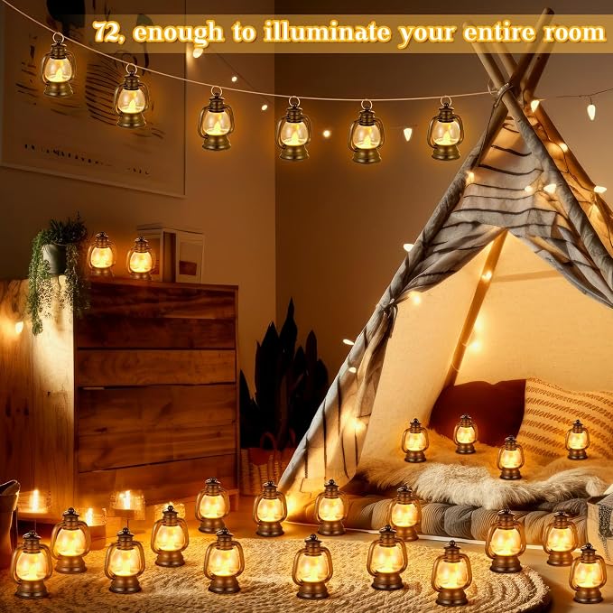 Ferraycle 72 Pcs Mini Lanterns 4 Inch Black Lamp Table Decor | Western Cowboy - Image 3