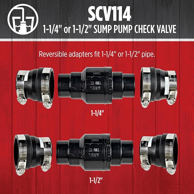 Red Lion SCV114, 1-14" and 1-1/2" ABS Sump Pump Check Valve - Image 6