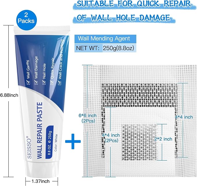 Wall Repair Paste Kit, 2x250g Wall Mending Agent - Image 3