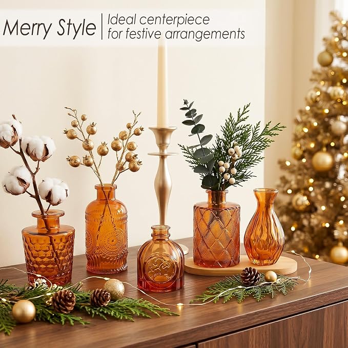 Brown Glass Bud Vases Set of 12, Mini Flower Vase - Image 8