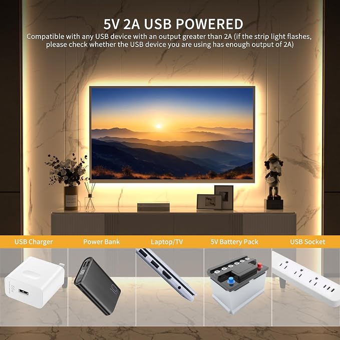 PAUTIX 5V USB CCT Tunable COB LED Strip Lights 6.56ft/2m, 1280LEDs 1200lm - Image 6