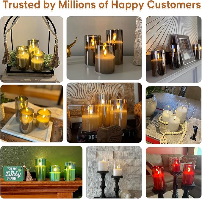 Green Glass Flameless Pillar Candles - Image 7