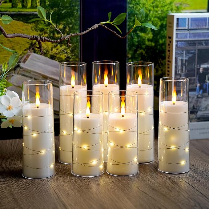 Flameless Candles, with Embedded Star String, Battery Operated Candles - Image 4
