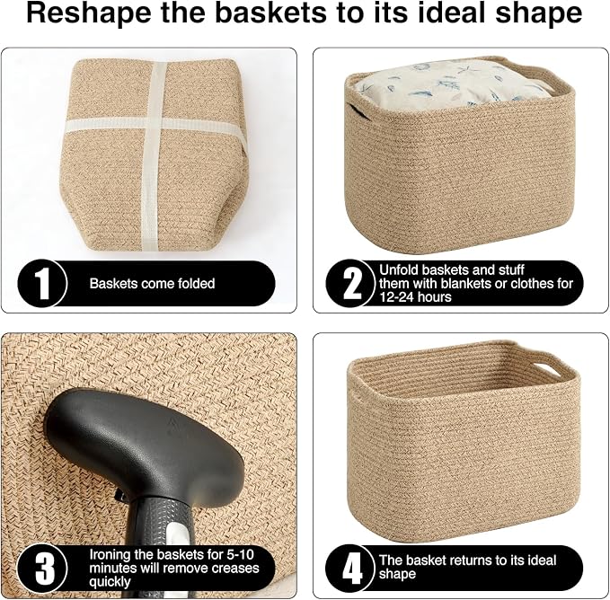 ICERZCZ Storage Baskets for Organizing & Shelves, Woven Cotton Rope - Image 7