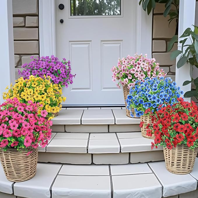 12 Pcs Artificial Flowers for Outdoors Decorations, UV resistant, faux plastic - Image 3
