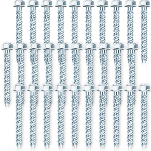 50 Pcs 3/8 x 3 Zinc Plated Concrete Anchors Masonry Screws Heavy Duty Carbon by Dunzy