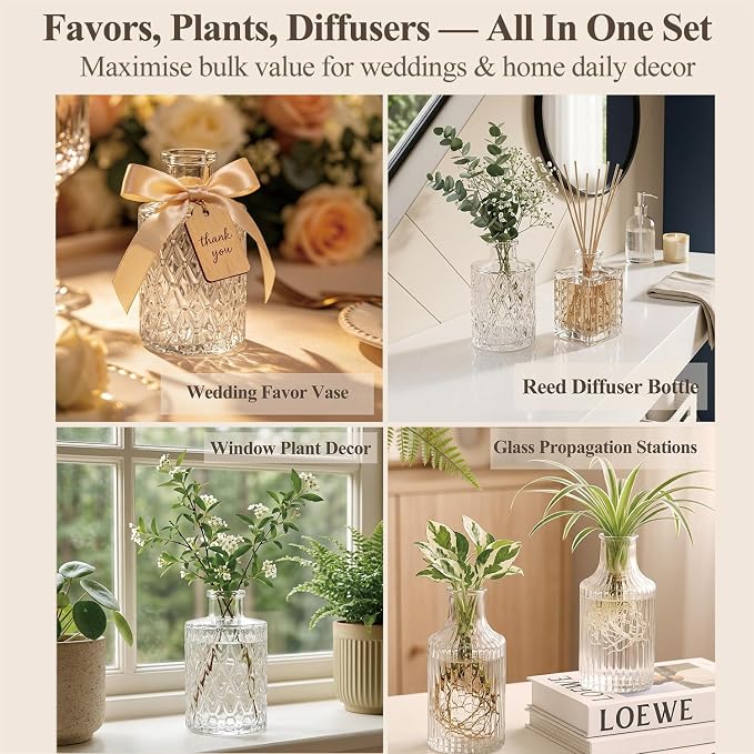 Clear Glass Bud Vase Set of 36 Pcs, Small Bud Vases in Bulk, Glass Crystal - Image 5