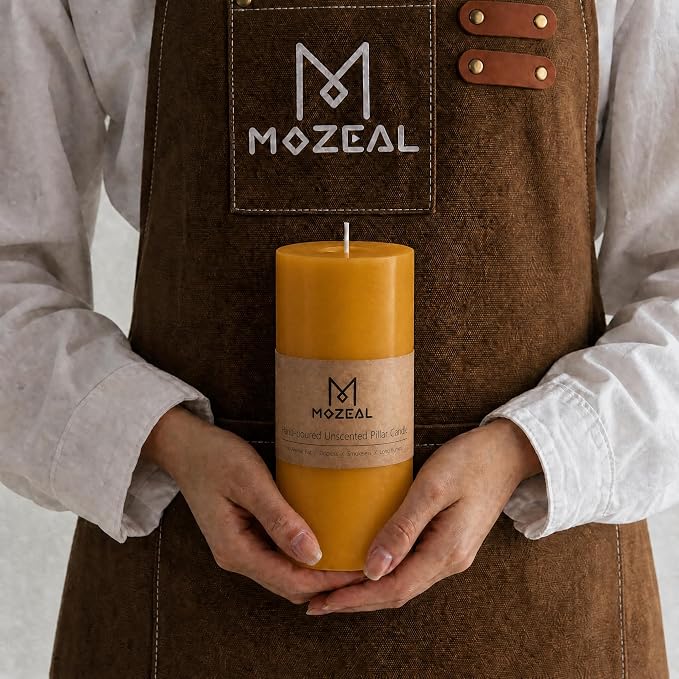 MOZEAL 3" x 6" Hand-Poured Unscented Candle, Dripless Pillar Candle Set of 3 - Image 2