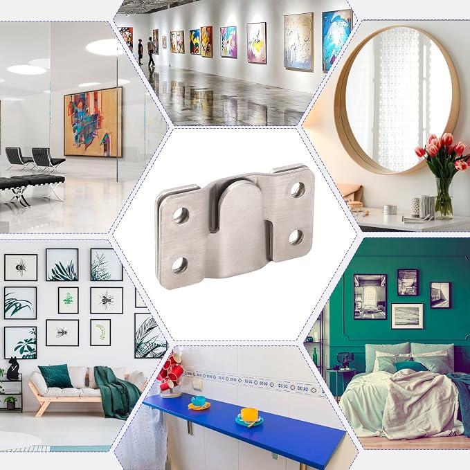 4 Pairs Interlocking Flush Mount Bracket Picture Hanging Hooks Stainless Steel - Image 6