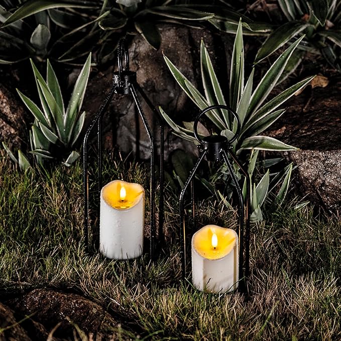 Homemory Modern Farmhouse Black Metal Lanterns 2PCS - Image 8