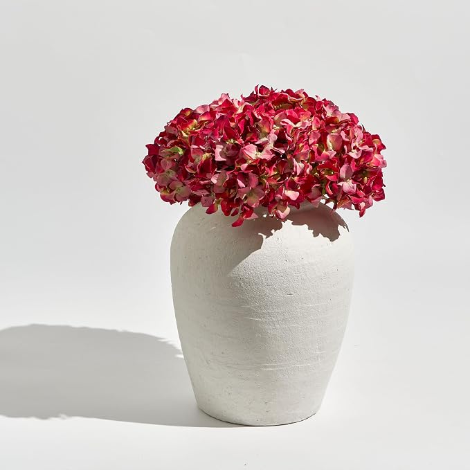 LB2 White Ceramic Large Vase, 11.8" Tall Zen Style, Terra Cotta Pitcher Vase - Image 4