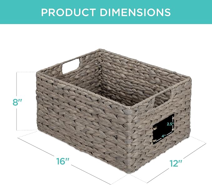 Best Choice Products Pantry Baskets Set of 2 16x12in Water Hyacinth Storage - Image 7
