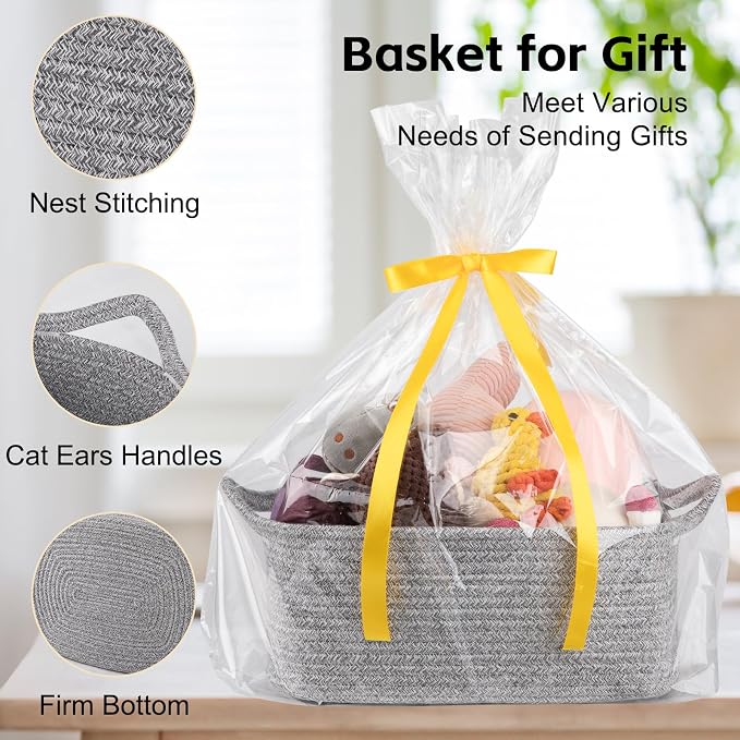 OIAHOMY Woven Basket, Gift Basket Empty - Image 3
